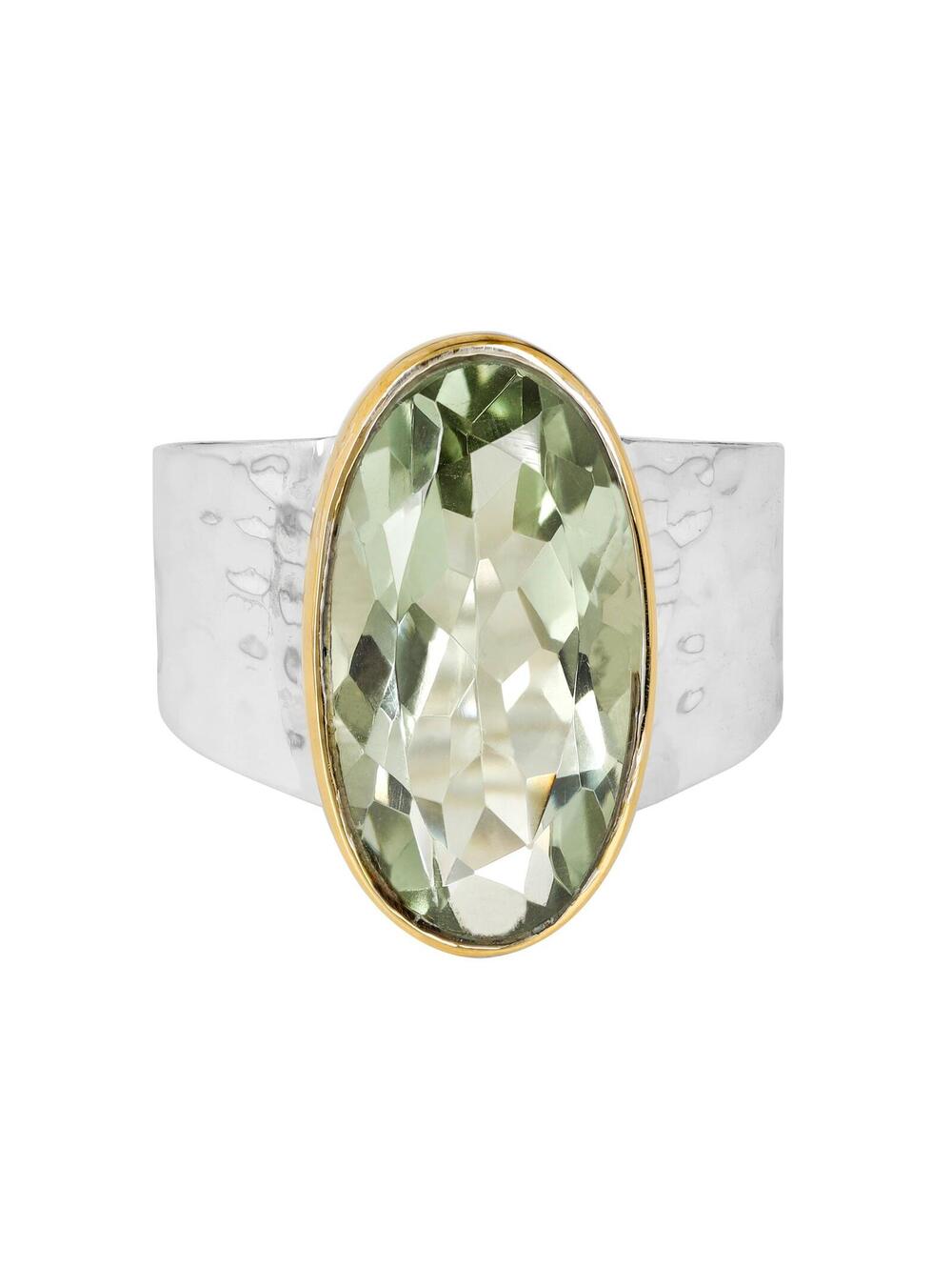 925 Sterling Silver Green Amethyst Mirage Ring Size 6